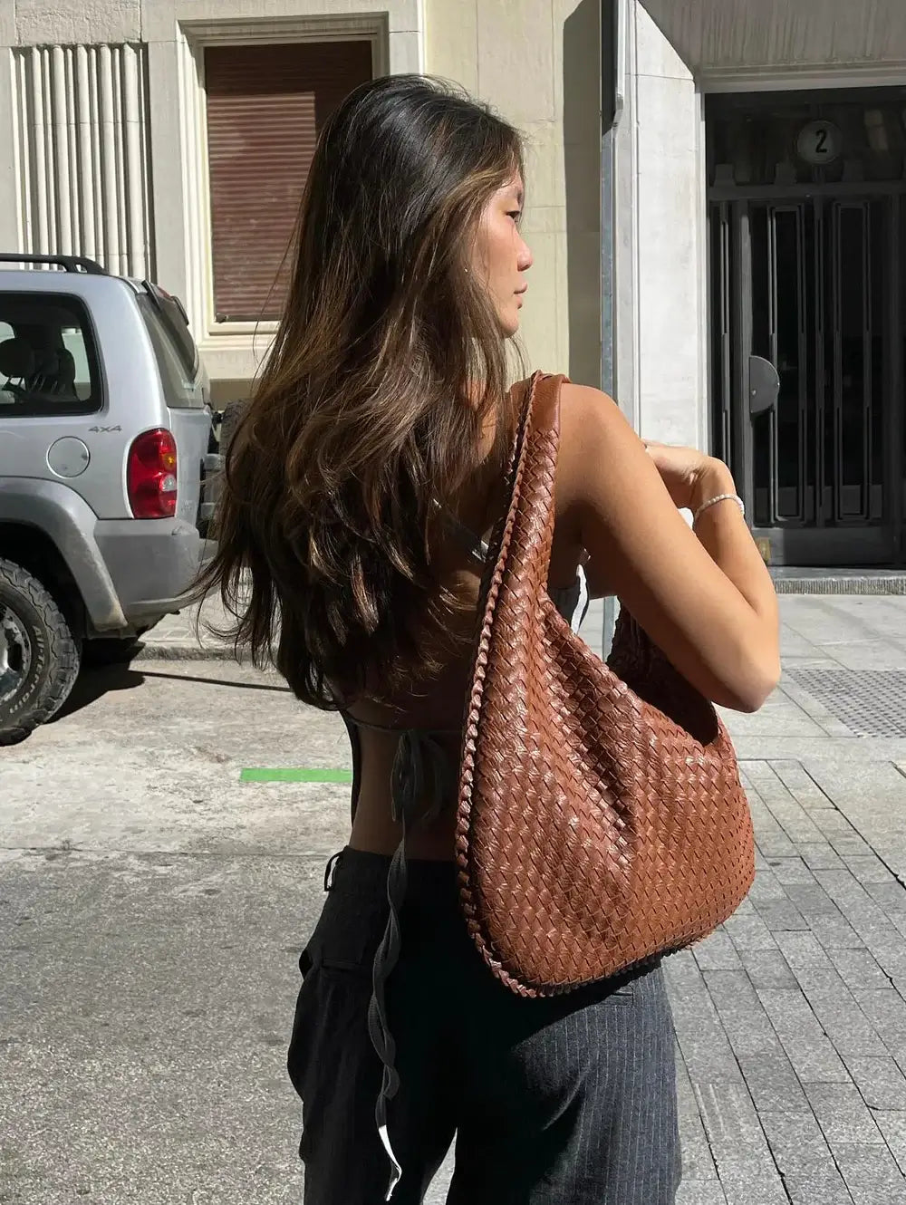Vintage Umhängetasche Damen Geflochtene Handtasche mit Reißverschluss Im Sale