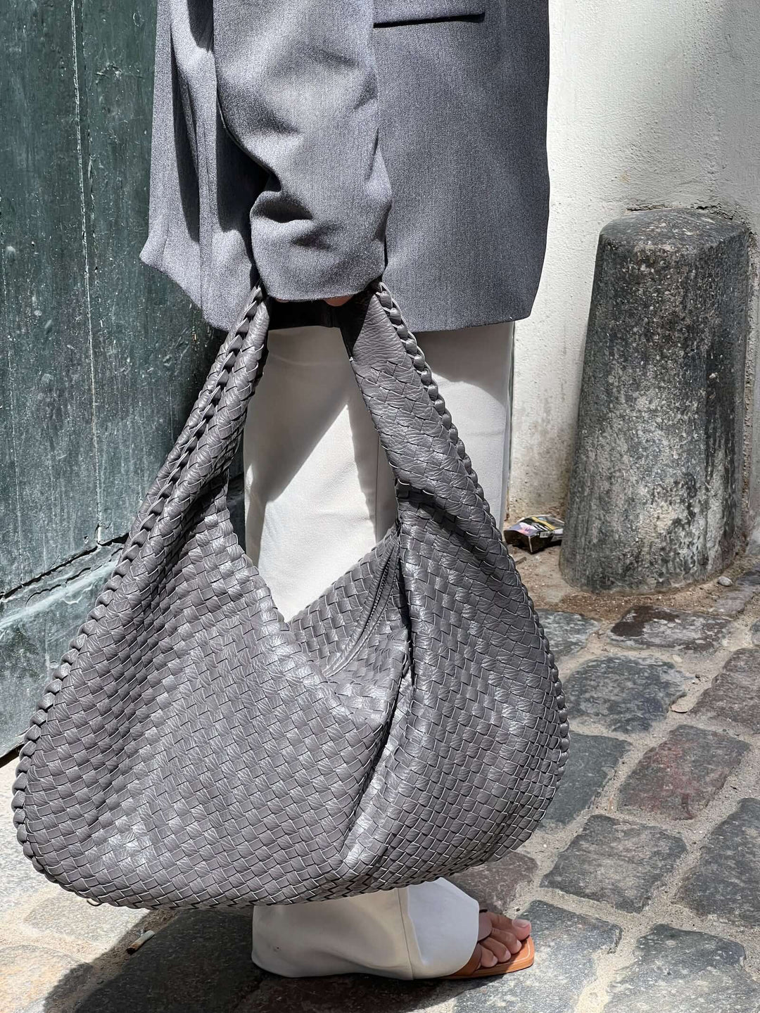 Vintage Umhängetasche Damen Geflochtene Handtasche mit Reißverschluss Im Sale