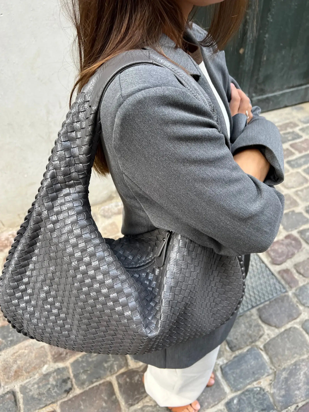 Vintage Umhängetasche Damen Geflochtene Handtasche mit Reißverschluss Im Sale