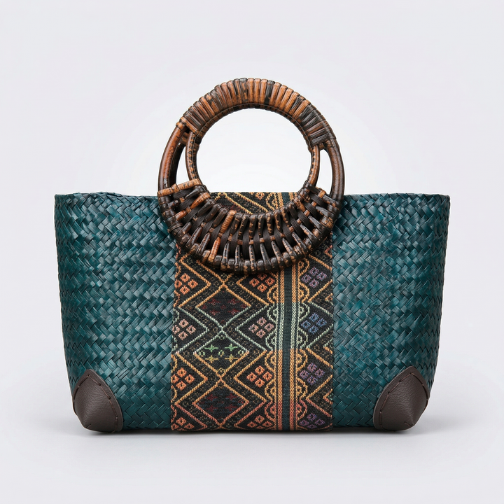 Nord Taschen | Geflochtene Strohtasche mit Handgriff, Boho Clutch