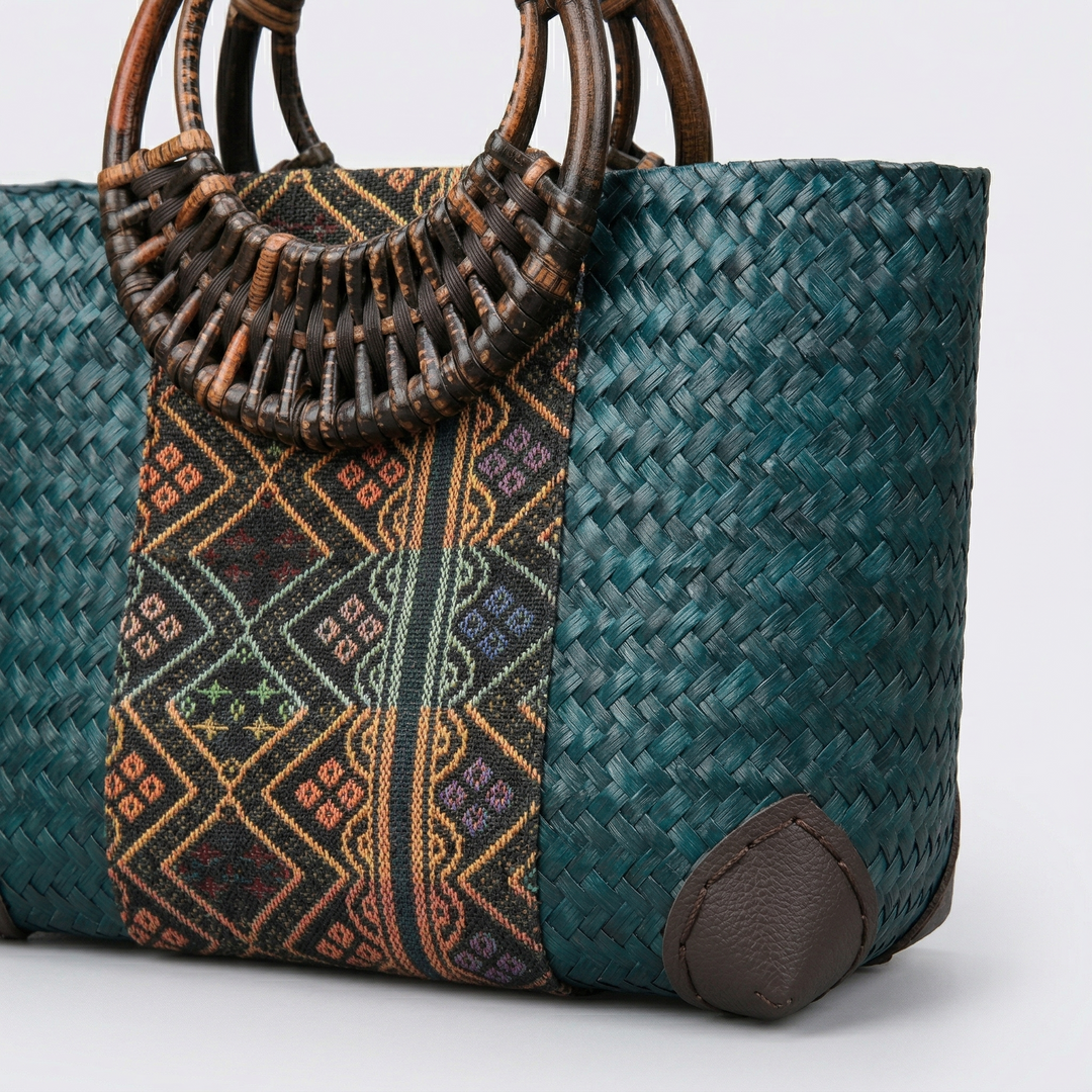 Nord Taschen | Geflochtene Strohtasche mit Handgriff, Boho Clutch