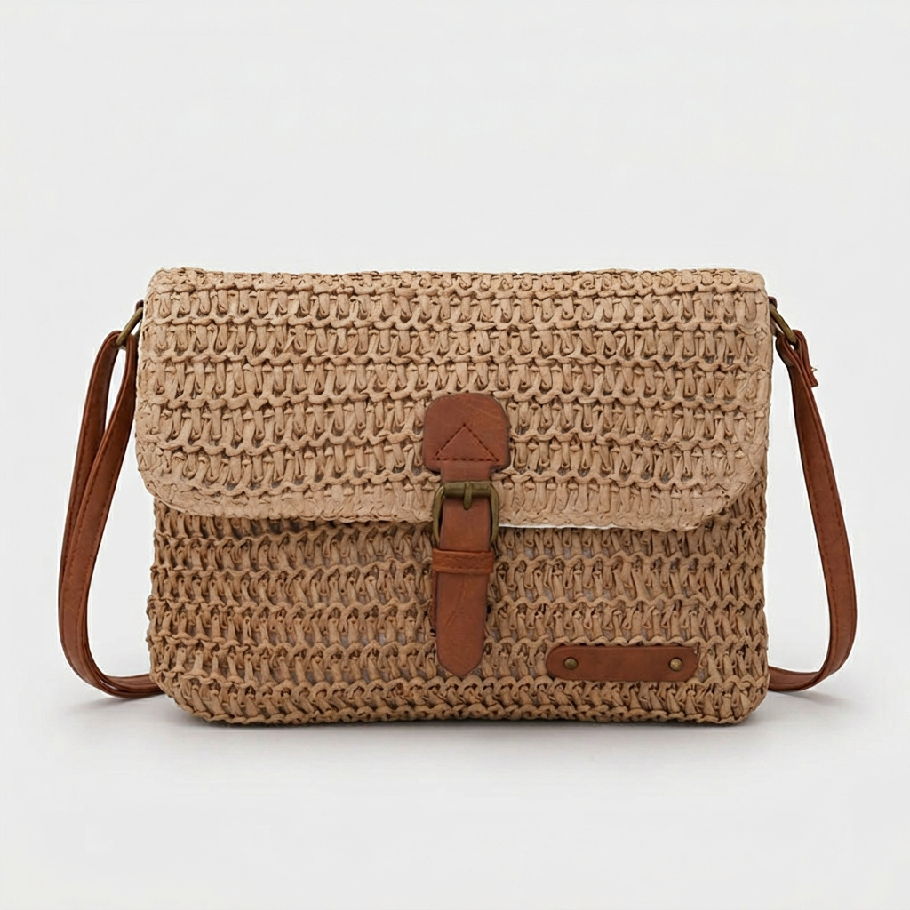 Nord Taschen | Damen Strohkoshiertasche mit Klappe