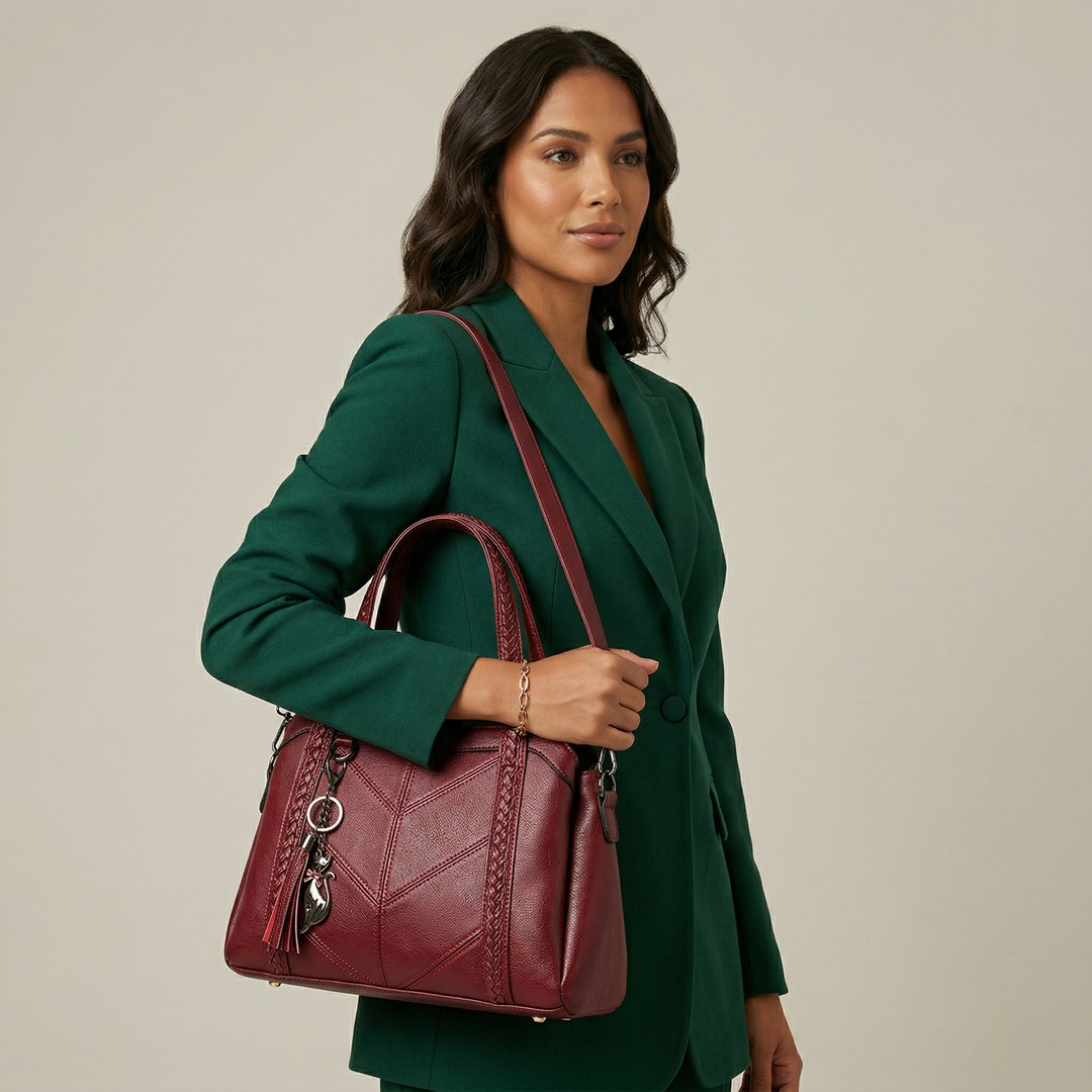Nord Taschen | Vegane Rindsleder Umhängetasche, Geflochtene Schultertasche