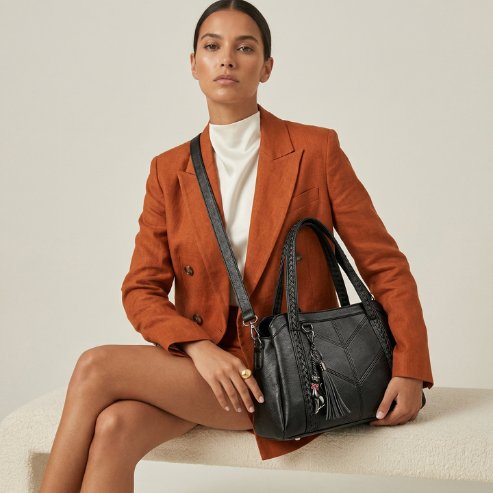Nord Taschen | Vegane Rindsleder Umhängetasche, Geflochtene Schultertasche