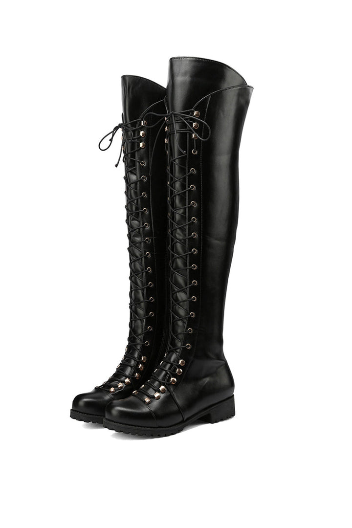Over-The-Knee Stiefel mit Schnürsenkeln