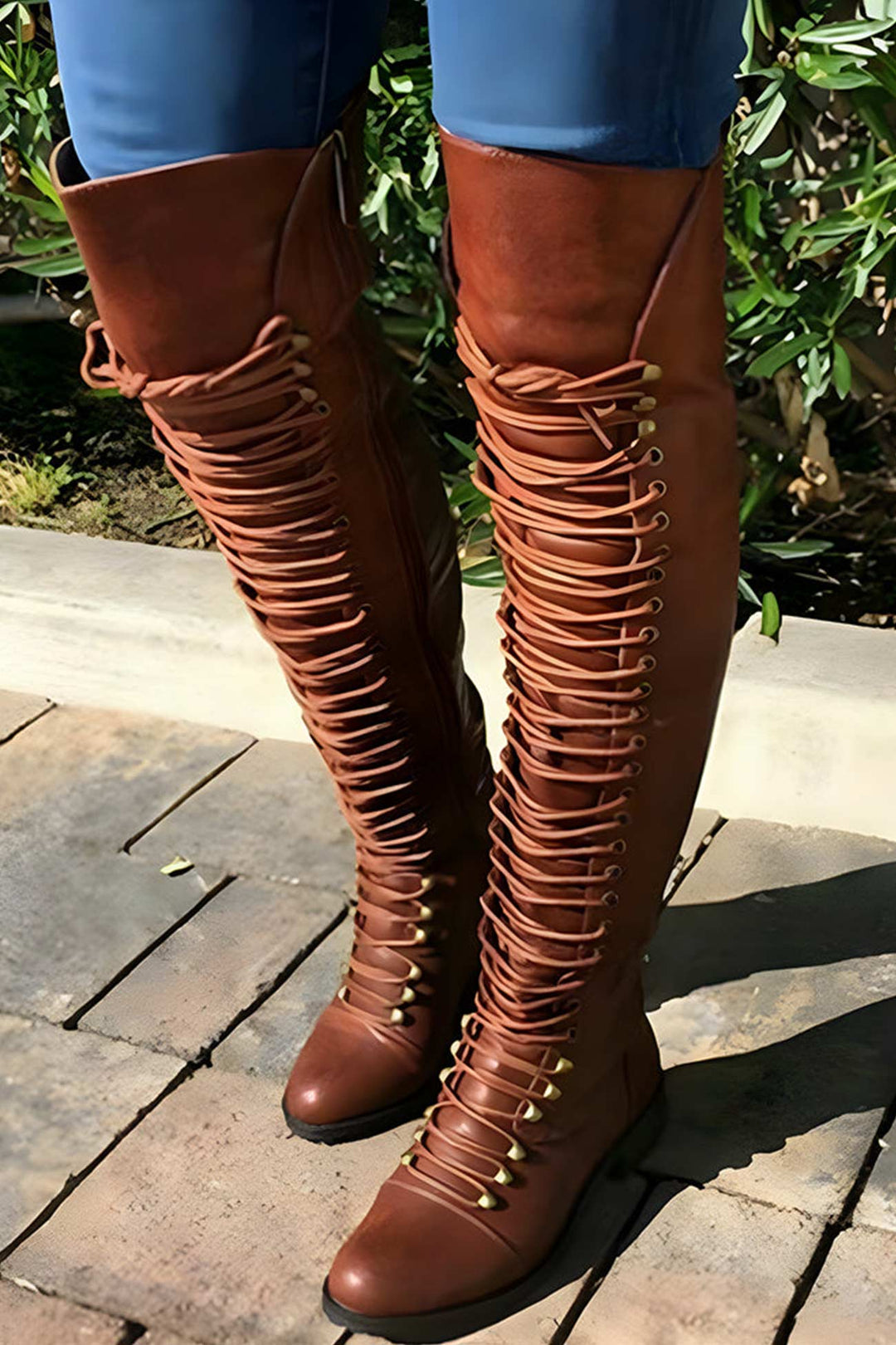 Over-The-Knee Stiefel mit Schnürsenkeln