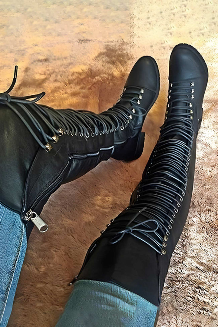 Over-The-Knee Stiefel mit Schnürsenkeln