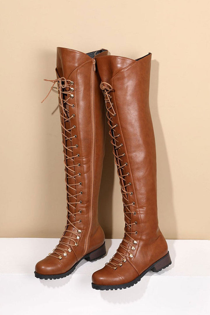 Over-The-Knee Stiefel mit Schnürsenkeln