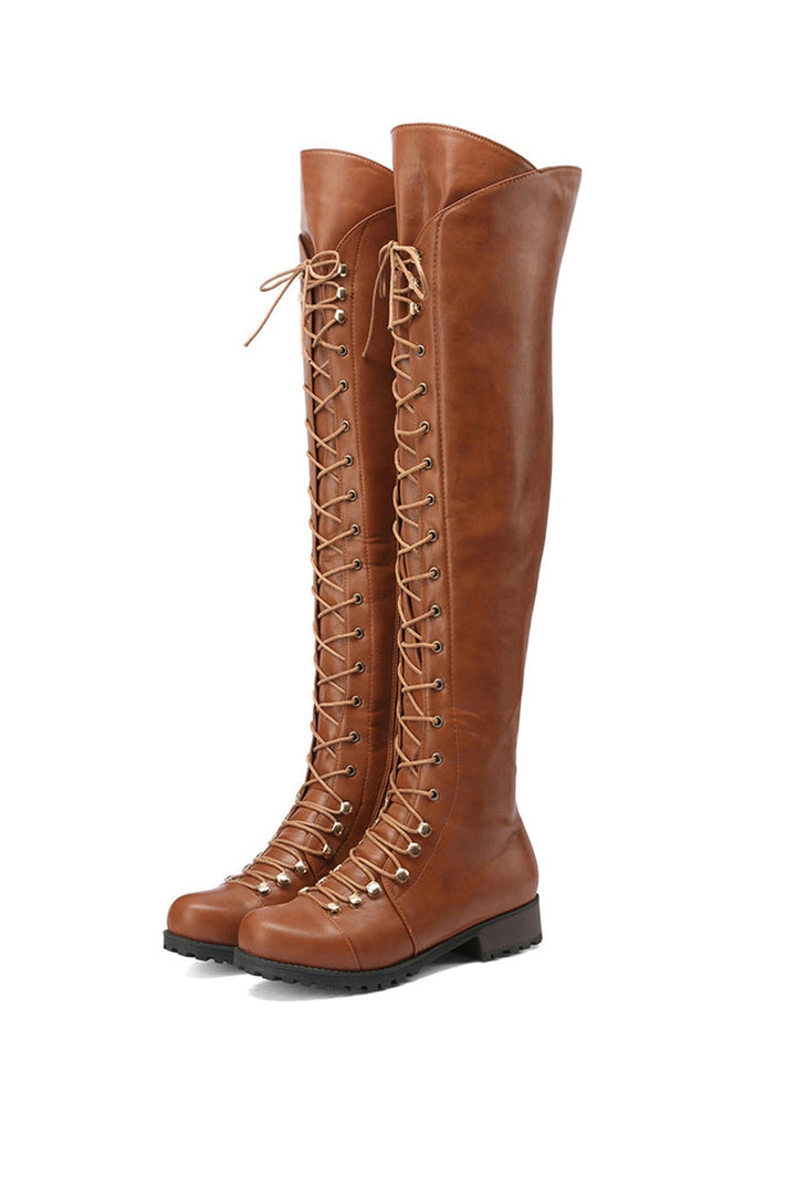 Over-The-Knee Stiefel mit Schnürsenkeln