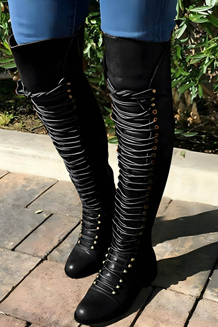 Over-The-Knee Stiefel mit Schnürsenkeln