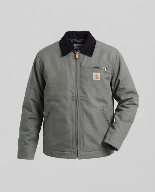 Herren Robuste Canvas-Arbeitsjacke mit Cordkragen und durchgehendem Reißverschluss Nord Taschen