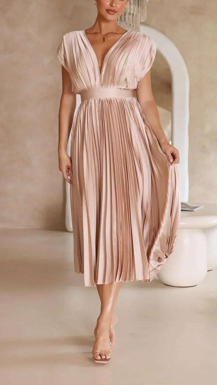 Ärmelloses, Plissiertes Midikleid