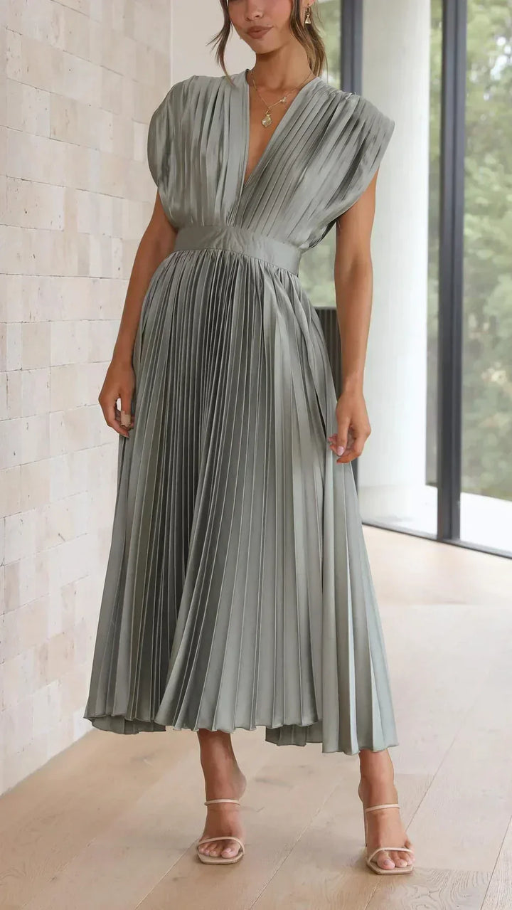 Ärmelloses, Plissiertes Midikleid