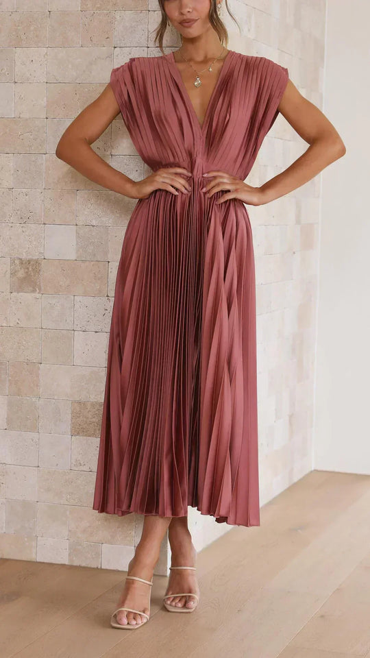 Ärmelloses, Plissiertes Midikleid - Vittorelli