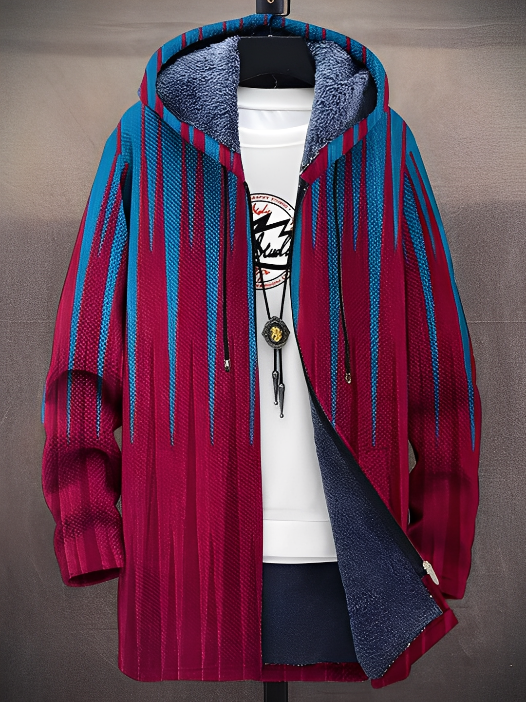 Stilvolle bedruckte Jacke mit Kapuze für Männer
