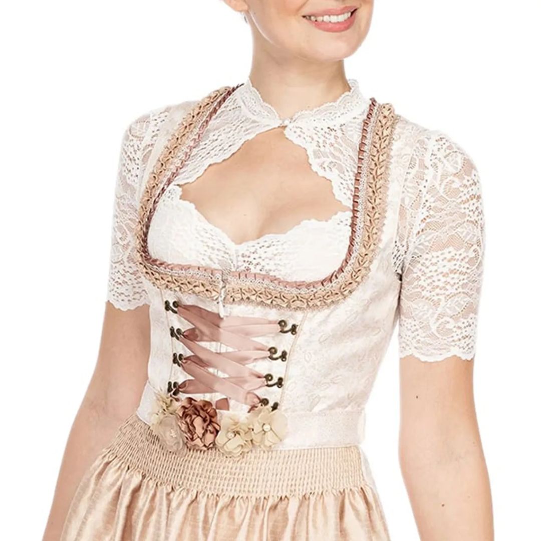 Nord Taschen | Dirndlbluse mit Spitzenmuster und Verführerischem Ausschnitt für Oktoberfest