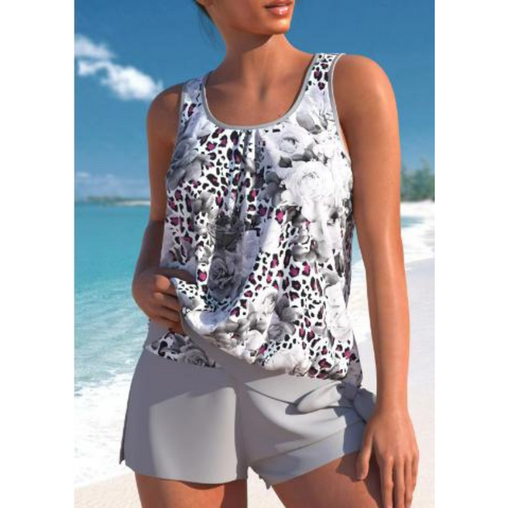 Damen Blumenmuster Zweiteiliges Badeanzug Set Bright