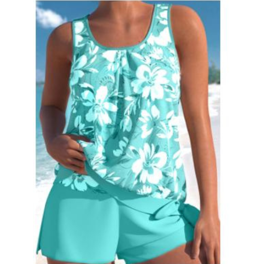 Damen Blumenmuster Zweiteiliges Badeanzug Set Bright