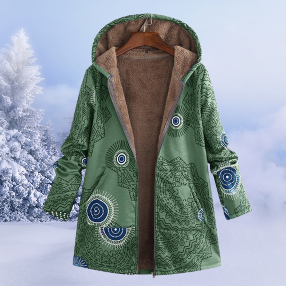 Winterjacke Damen mit Blumenmuster Warm