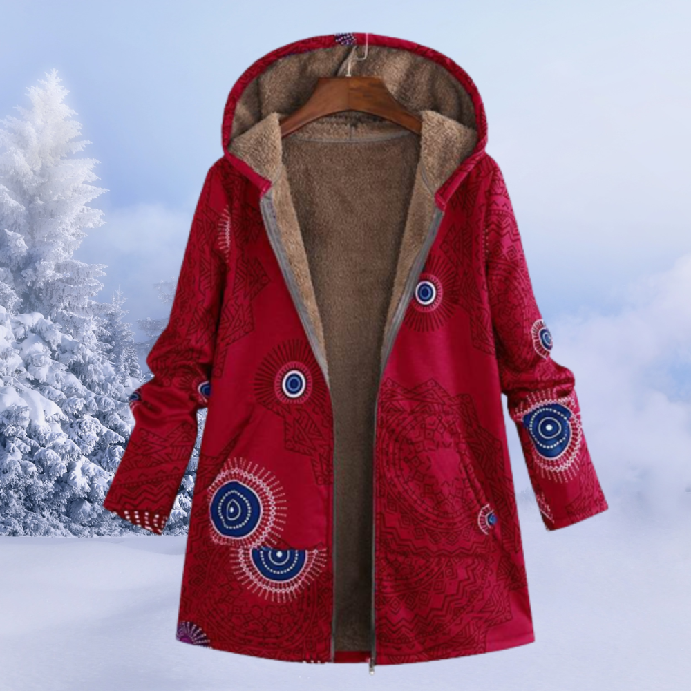 Winterjacke Damen mit Blumenmuster Warm