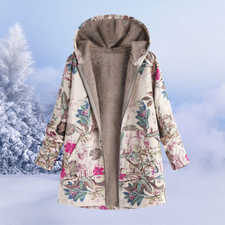 Winterjacke Damen mit Blumenmuster Warm