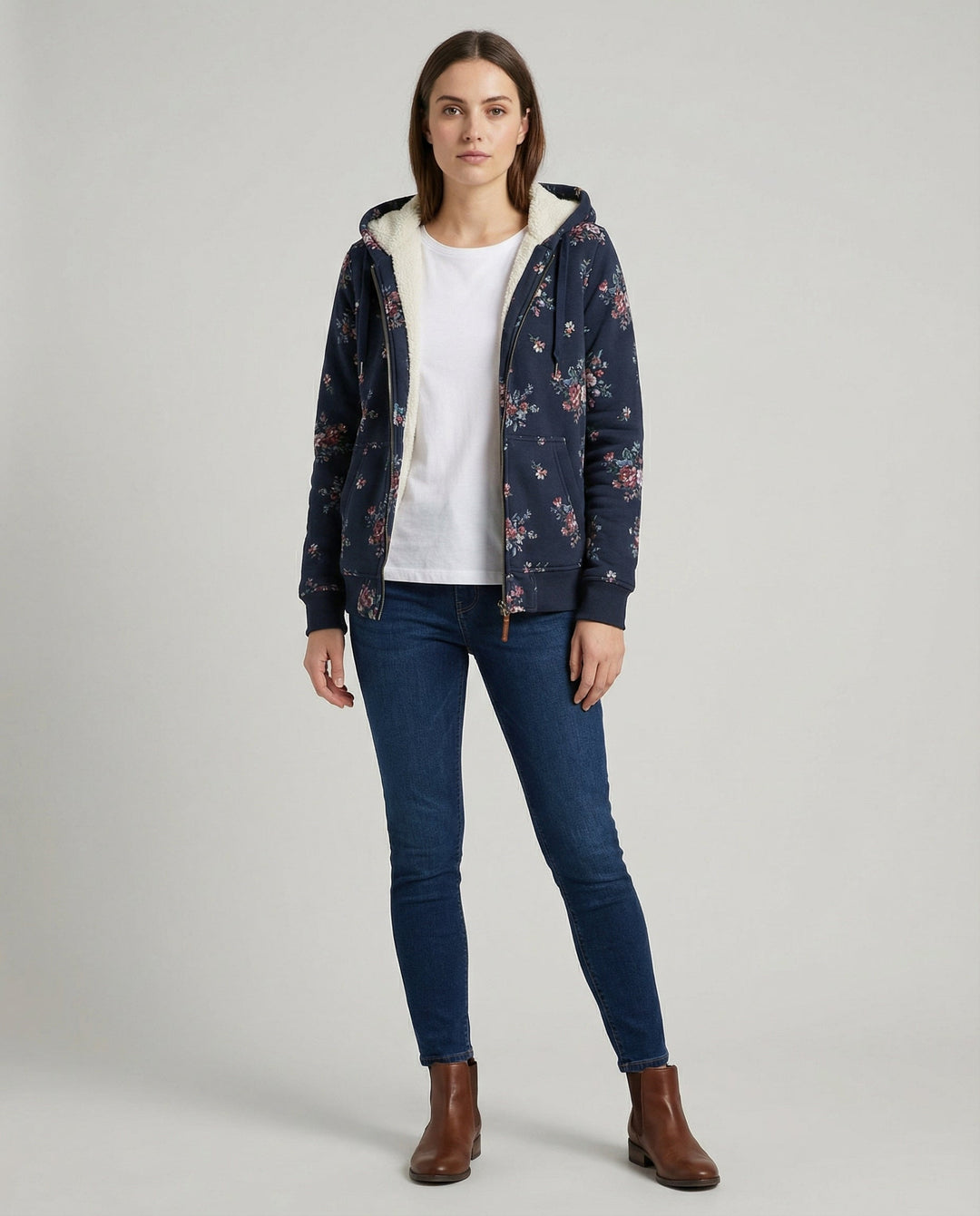 Winterjacke Damen Blumenmuster