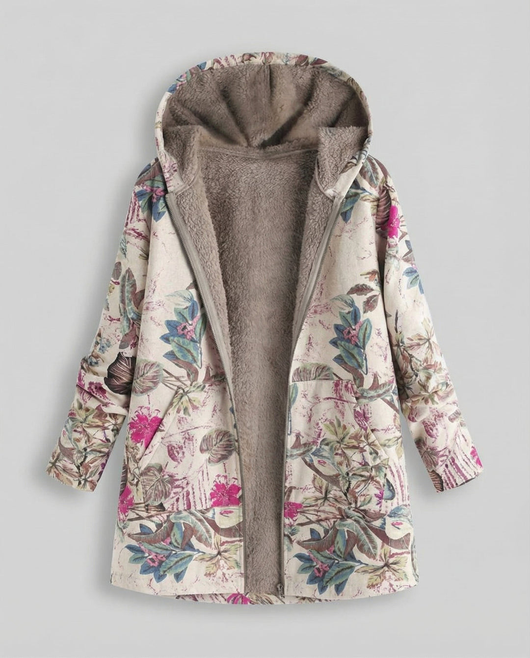 Winterjacke Damen Blumenmuster