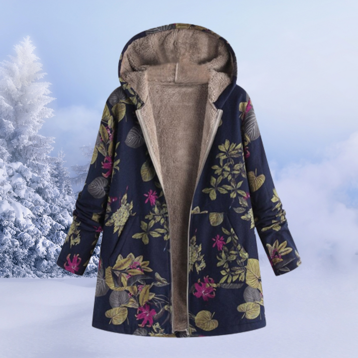Winterjacke Damen mit Blumenmuster Warm