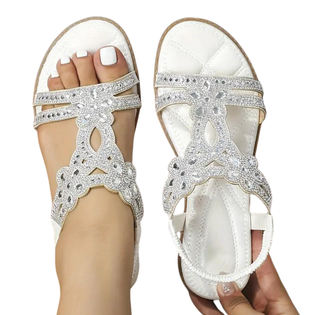 Flache Sandalen - Schick - Elastischer Knöchelriemen