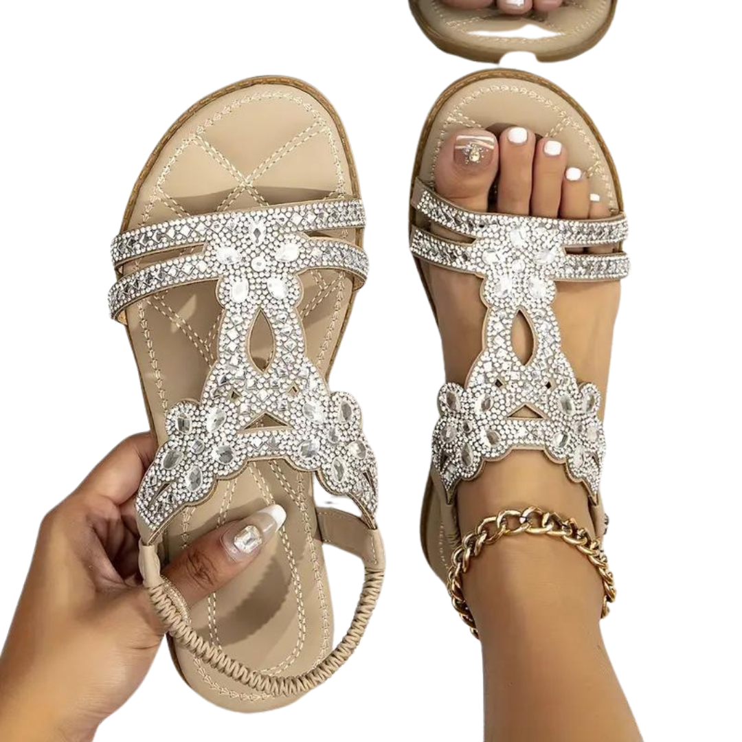 Flache Sandalen - Schick - Elastischer Knöchelriemen