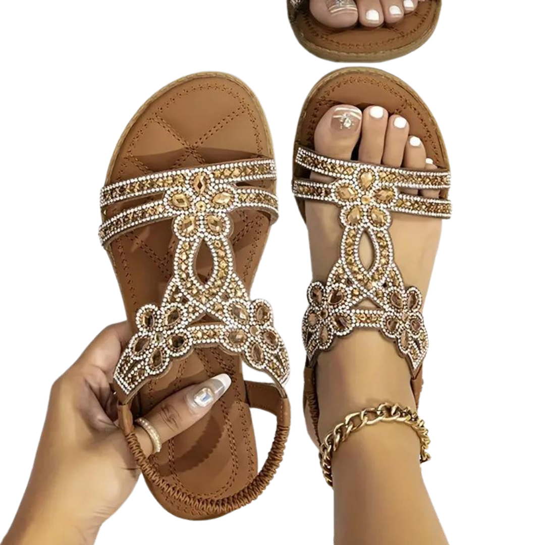 Flache Sandalen - Schick - Elastischer Knöchelriemen