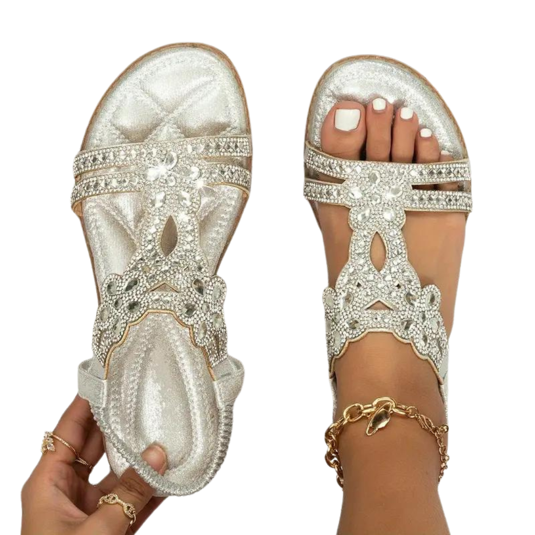 Flache Sandalen - Schick - Elastischer Knöchelriemen