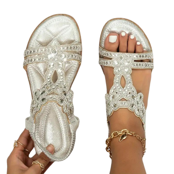 Flache Sandalen - Schick - Elastischer Knöchelriemen