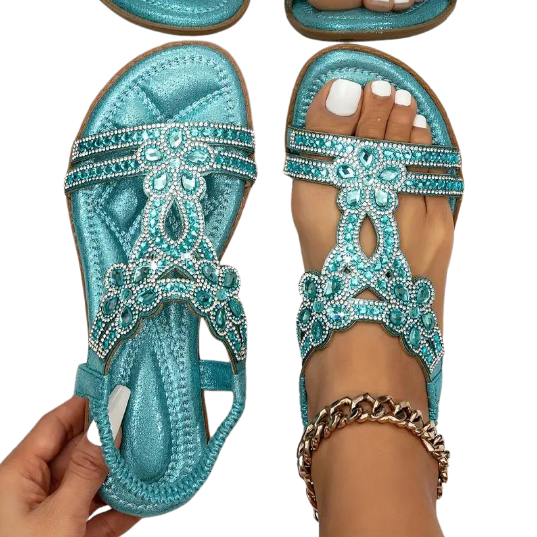 Flache Sandalen - Schick - Elastischer Knöchelriemen