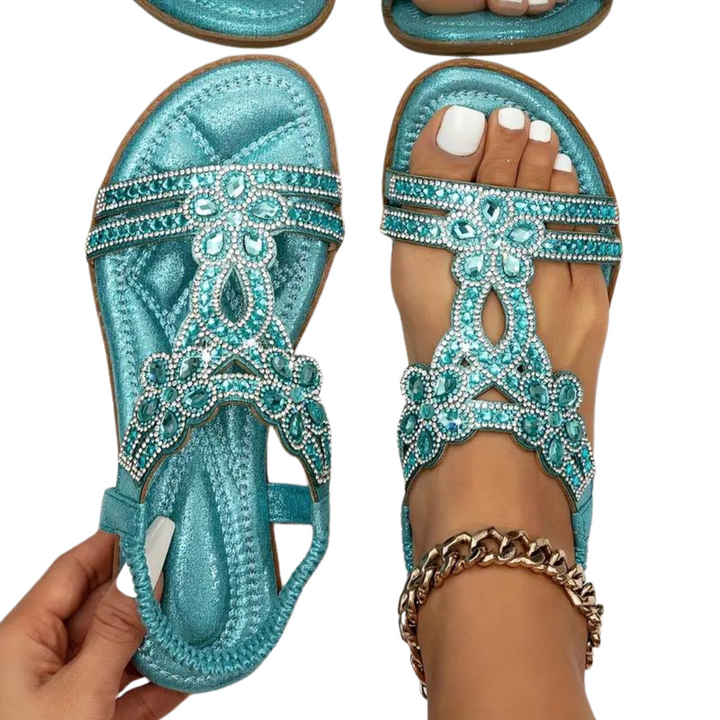 Flache Sandalen - Schick - Elastischer Knöchelriemen