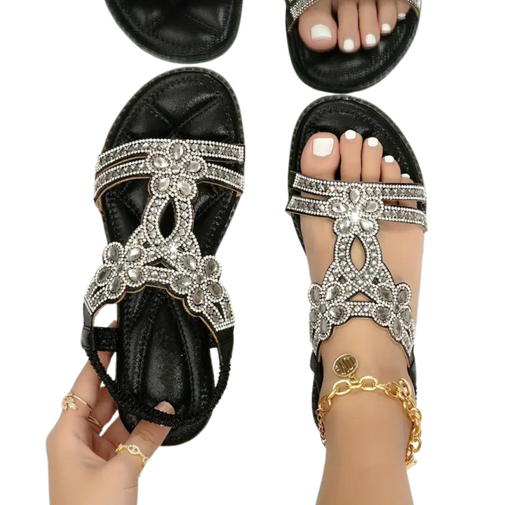 Flache Sandalen - Schick - Elastischer Knöchelriemen