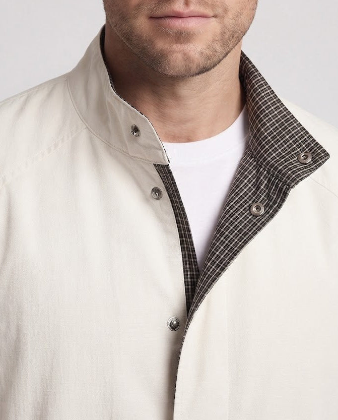 Herren weit geschnittene leichte Windjacke mit Stehkragen und kariertem Innenfutter Nord Taschen