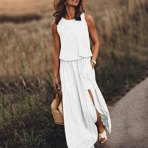 entspanntes weißes maxikleid
