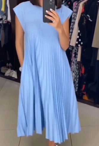 Elegantes Plissee-Kleid Einfarbig Ärmellos