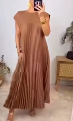 Elegantes Plissee-Kleid Einfarbig Ärmellos