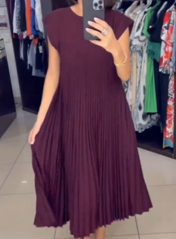 Elegantes Plissee-Kleid Einfarbig Ärmellos