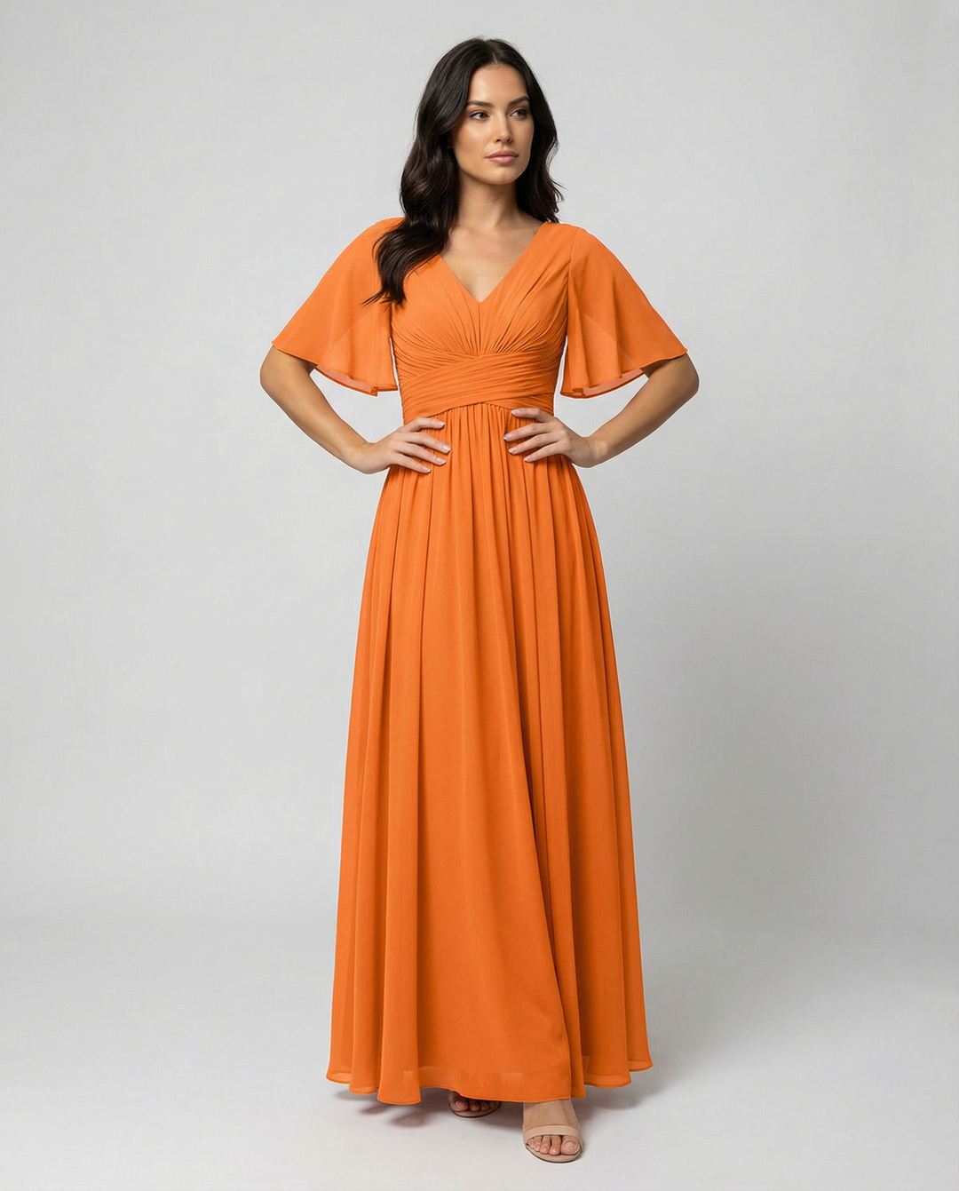 Nord Taschen | Kleid Fließendes V-Ausschnitt Chiffonkleid für Damen