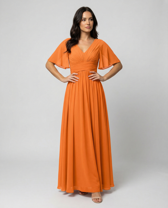 Nord Taschen | Kleid Fließendes V-Ausschnitt Chiffonkleid für Damen