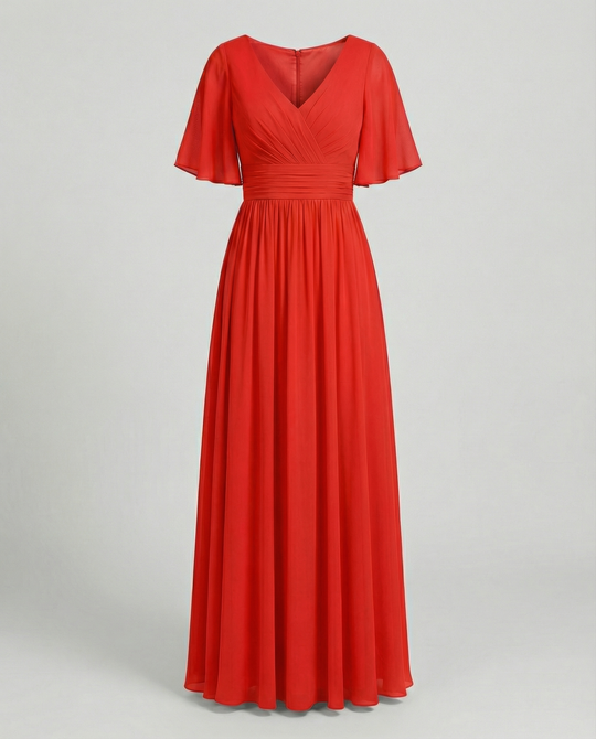 Nord Taschen | Kleid Fließendes V-Ausschnitt Chiffonkleid für Damen