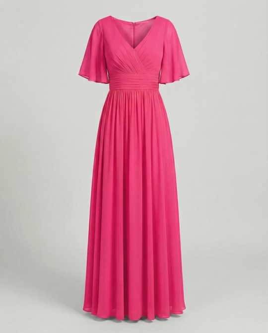 Nord Taschen | Kleid Fließendes V-Ausschnitt Chiffonkleid für Damen