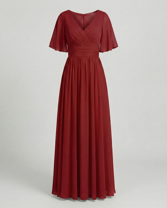 Nord Taschen | Kleid Fließendes V-Ausschnitt Chiffonkleid für Damen
