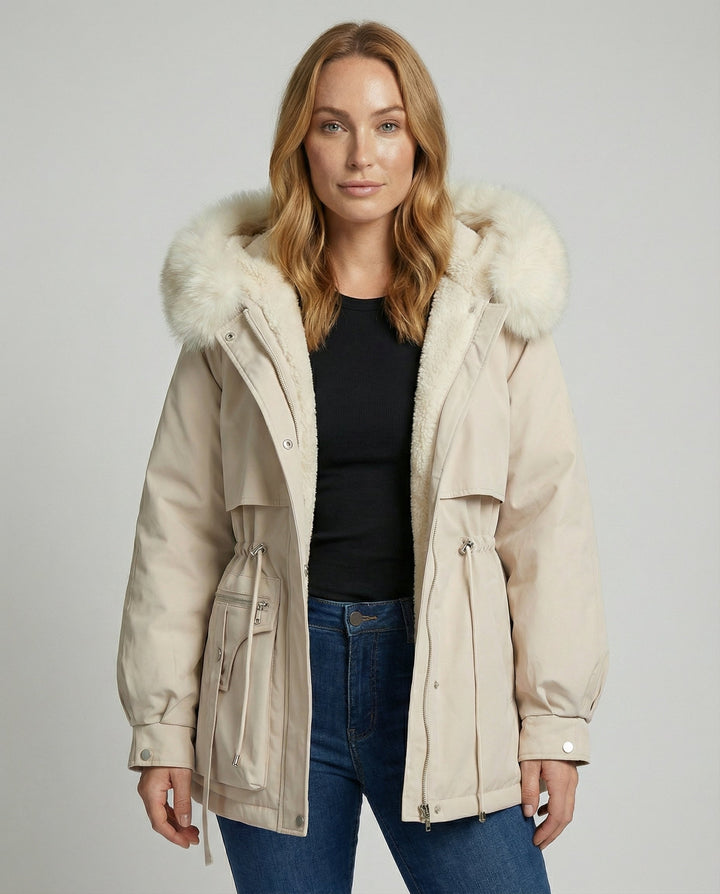 Warme Pelz Winterjacke Damen