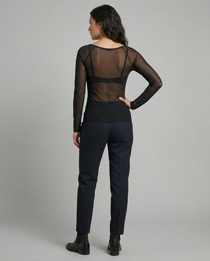 Transparentes Mesh Langarm Top