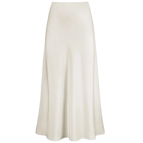 Mode Langer Glänzender Satin Rock