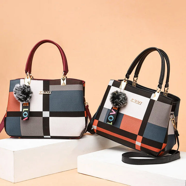 Nord Taschen | Karierte Schultertasche mit oberen Griffen